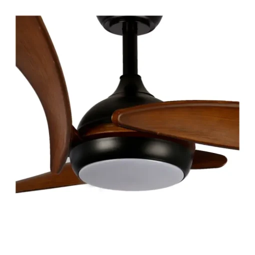 Ventilador de techo Enna negro/madera LED 24w 3CCT acabado negro estilo moderno aspas efecto madera motor DC 137cm Ø