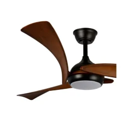 Ventilador de techo Enna negro/madera LED 24w 3CCT acabado negro estilo moderno aspas efecto madera motor DC 137cm Ø