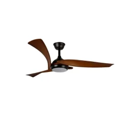 Ventilador de techo Enna negro/madera LED 24w 3CCT acabado negro estilo moderno aspas efecto madera motor DC 137cm Ø