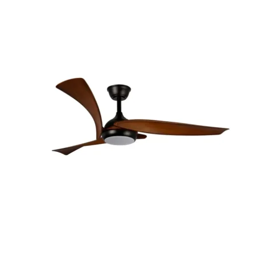 Ventilador de techo Enna negro/madera LED 24w 3CCT acabado negro estilo moderno aspas efecto madera motor DC 137cm Ø