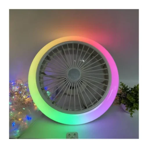 Ventilador de techo Iris LED 36w 3CCT RGB acabado blanco estilo moderno motor DC 45cm Ø