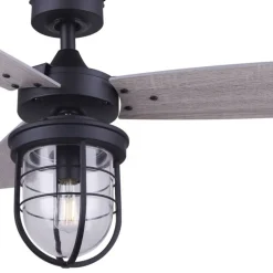 Ventilador de techo K2 1xE27 acabado negro estilo rústico motor AC 107cm Ø