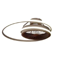 Ventilador de techo Karina marrón LED 40w 3CCT acabado marrón estilo moderno motor DC 60cm Ø