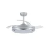 Ventilador de techo Lander plata LED 72w 3CCT acabado acero plata estilo moderno aspas plegables motor DC 106cm Ø