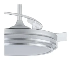 Ventilador de techo Lander plata LED 72w 3CCT acabado acero plata estilo moderno aspas plegables motor DC 106cm Ø