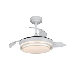 Ventilador de techo Lander Mini plata LED 46w 3CCT acabado acero plata estilo moderno aspas plegables motor DC 92cm Ø