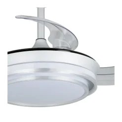 Ventilador de techo Lander Mini plata LED 46w 3CCT acabado acero plata estilo moderno aspas plegables motor DC 92cm Ø