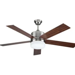 Ventilador de techo Makalu 2xE27 acabado níquel estilo moderno motor DC 132cm Ø