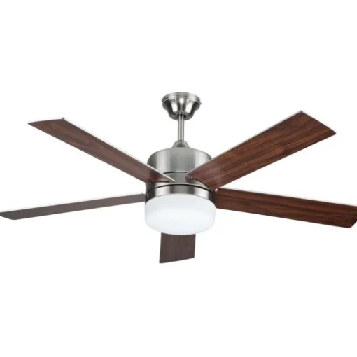 Ventilador de techo Makalu 2xE27 acabado níquel estilo moderno motor DC 132cm Ø