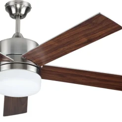 Ventilador de techo Makalu 2xE27 acabado níquel estilo moderno motor DC 132cm Ø