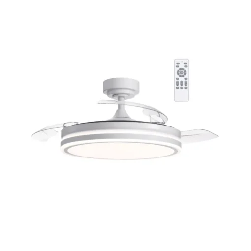 Ventilador de techo Martín blanco 72w LED integrado 3CCT acabado blanco estilo moderno aspas plegables motor DC 106cm Ø