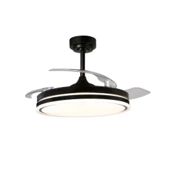 Ventilador de techo Martín negro 72w LED integrado 3CCT acabado negro estilo moderno aspas plegables motor DC 106cm Ø