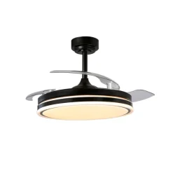Ventilador de techo Martín negro 72w LED integrado 3CCT acabado negro estilo moderno aspas plegables motor DC 106cm Ø
