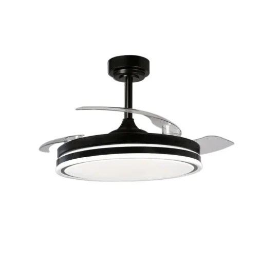 Ventilador de techo Martín negro 72w LED integrado 3CCT acabado negro estilo moderno aspas plegables motor DC 106cm Ø