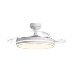 Ventilador de techo Martín blanco 72w LED integrado 3CCT acabado blanco estilo moderno aspas plegables motor DC 106cm Ø