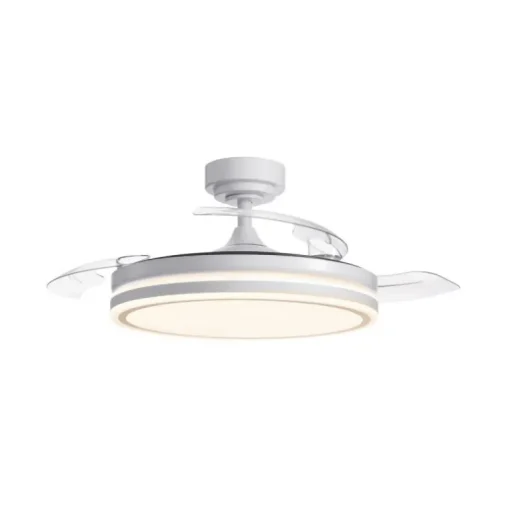 Ventilador de techo Martín blanco 72w LED integrado 3CCT acabado blanco estilo moderno aspas plegables motor DC 106cm Ø