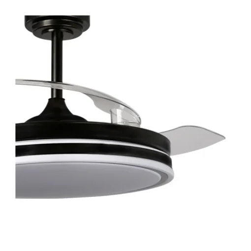 Ventilador de techo Martín negro 72w LED integrado 3CCT acabado negro estilo moderno aspas plegables motor DC 106cm Ø