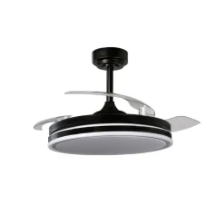Ventilador de techo Martín negro 72w LED integrado 3CCT acabado negro estilo moderno aspas plegables motor DC 106cm Ø