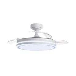 Ventilador de techo Martín blanco 72w LED integrado 3CCT acabado blanco estilo moderno aspas plegables motor DC 106cm Ø