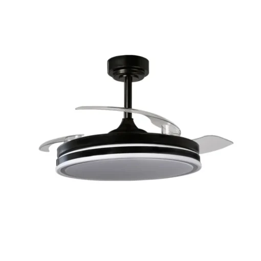 Ventilador de techo Martín negro 72w LED integrado 3CCT acabado negro estilo moderno aspas plegables motor DC 106cm Ø