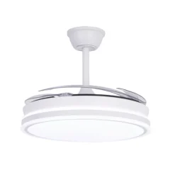 Ventilador de techo Marty blanco LED integrado 72w 3CCT acabado blanco estilo moderno motor DC aspas plegables 106cm Ø