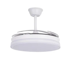 Ventilador de techo Marty blanco LED integrado 72w 3CCT acabado blanco estilo moderno motor DC aspas plegables 106cm Ø