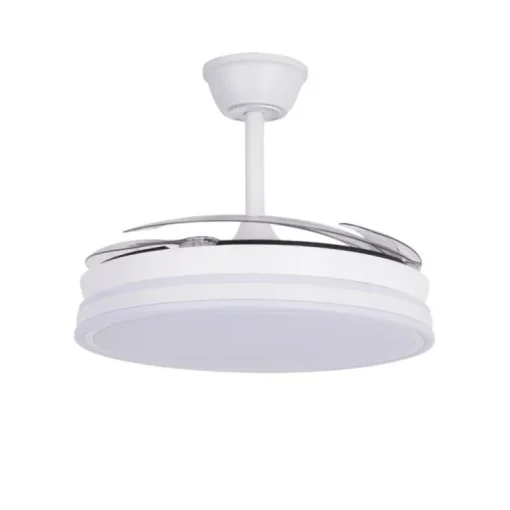 Ventilador de techo Marty blanco LED integrado 72w 3CCT acabado blanco estilo moderno motor DC aspas plegables 106cm Ø