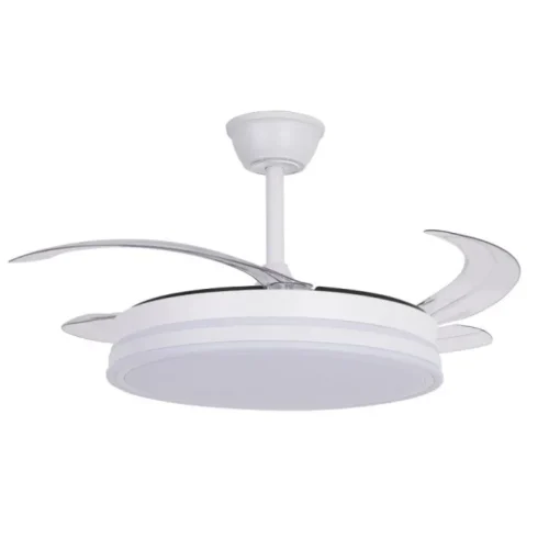 Ventilador de techo Marty blanco LED integrado 72w 3CCT acabado blanco estilo moderno motor DC aspas plegables 106cm Ø