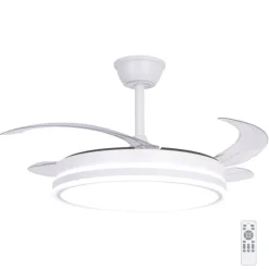 Ventilador de techo Marty blanco LED integrado 72w 3CCT acabado blanco estilo moderno motor DC aspas plegables 106cm Ø