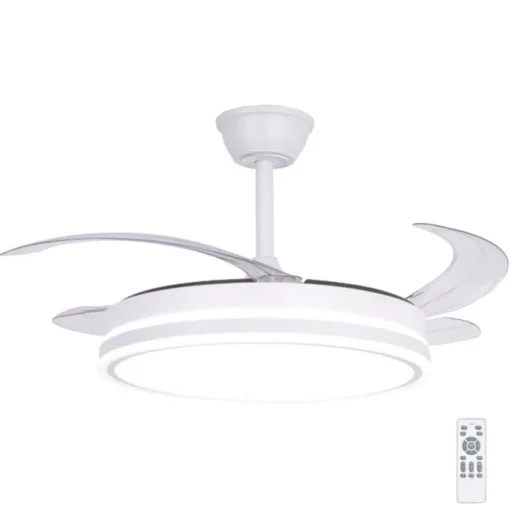 Ventilador de techo Marty blanco LED integrado 72w 3CCT acabado blanco estilo moderno motor DC aspas plegables 106cm Ø