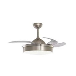 Ventilador de techo Mini Sultán níquel LED 36w 3CCT acabado níquel estilo moderno aspas plegables motor DC 91cm Ø