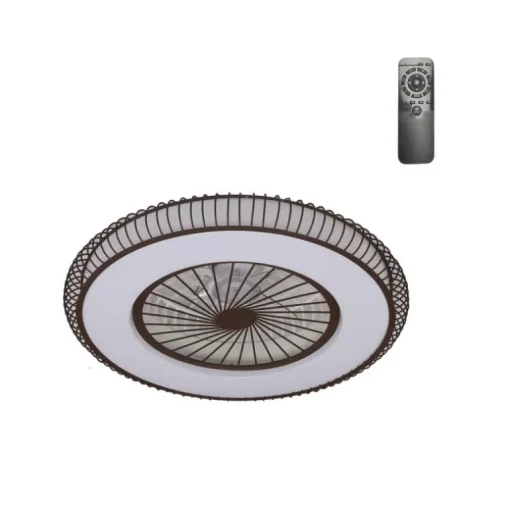 Ventilador de techo Mirabel marrón LED 40w 3CCT acabado marrón estilo moderno motor DC 56cm Ø