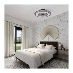 Ventilador de techo Mirabel marrón LED 40w 3CCT acabado marrón estilo moderno motor DC 56cm Ø