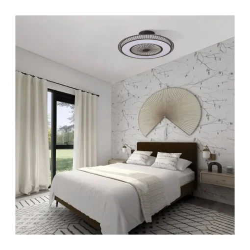 Ventilador de techo Mirabel marrón LED 40w 3CCT acabado marrón estilo moderno motor DC 56cm Ø