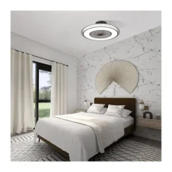 Ventilador de techo Mirabel marrón LED 40w 3CCT acabado marrón estilo moderno motor DC 56cm Ø