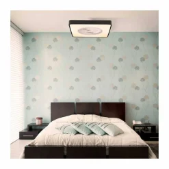 Ventilador de techo Monic LED 40w 3CCT acabado negro estilo moderno plafón con ventilador motor DC 49X49cm