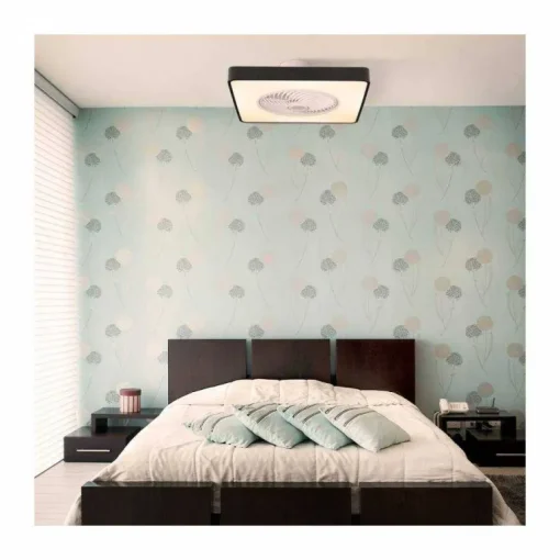 Ventilador de techo Monic LED 40w 3CCT acabado negro estilo moderno plafón con ventilador motor DC 49X49cm