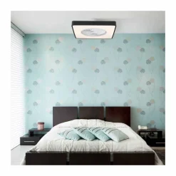 Ventilador de techo Monic LED 40w 3CCT acabado negro estilo moderno plafón con ventilador motor DC 49X49cm