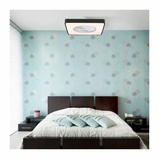 Ventilador de techo Monic LED 40w 3CCT acabado negro estilo moderno plafón con ventilador motor DC 49X49cm