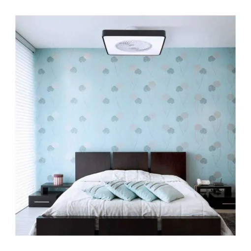 Ventilador de techo Monic LED 40w 3CCT acabado negro estilo moderno plafón con ventilador motor DC 49X49cm