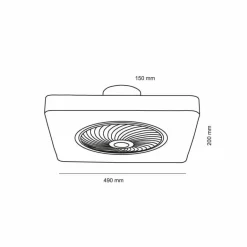 Ventilador de techo Monic LED 40w 3CCT acabado negro estilo moderno plafón con ventilador motor DC 49X49cm