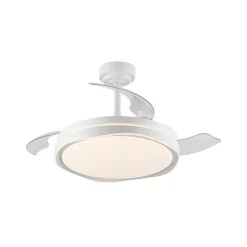 Ventilador de techo Neptuno blanco LED integrado 72w 3CCT acabado blanco estilo moderno aspas plegables motor DC 106cm Ø