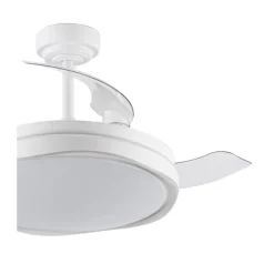 Ventilador de techo Neptuno blanco LED integrado 72w 3CCT acabado blanco estilo moderno aspas plegables motor DC 106cm Ø