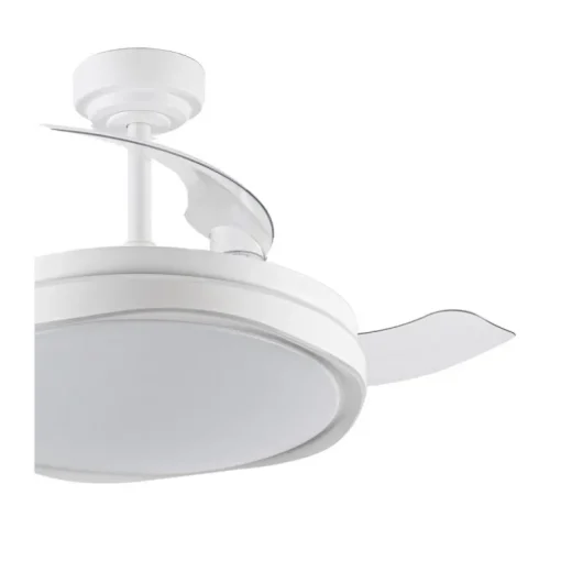 Ventilador de techo Neptuno blanco LED integrado 72w 3CCT acabado blanco estilo moderno aspas plegables motor DC 106cm Ø