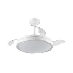 Ventilador de techo Neptuno blanco LED integrado 72w 3CCT acabado blanco estilo moderno aspas plegables motor DC 106cm Ø