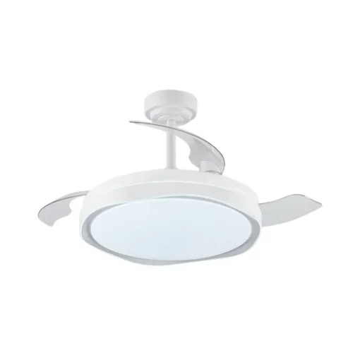 Ventilador de techo Neptuno blanco LED integrado 72w 3CCT acabado blanco estilo moderno aspas plegables motor DC 106cm Ø