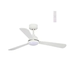 Ventilador de techo Noe LED 18w 3CCT acabado blanco aspas blanco/gris estilo moderno motor DC 106cm Ø