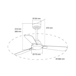 Ventilador de techo Noe LED 18w 3CCT acabado blanco aspas blanco/gris estilo moderno motor DC 106cm Ø