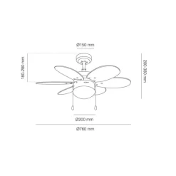 Ventilador de techo Orión 1xE27 acabado blanco aspas reversibles multicolor estilo infantil motor AC 76cm Ø
