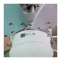 Ventilador de techo Orión 1xE27 acabado blanco aspas reversibles multicolor estilo infantil motor AC 76cm Ø